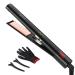 Negative Ion Flat Iron Hair Straightener and Curler 2 in 1 Ceramic Coating Plates with 11 Temps and Dual Voltage for Home & Travel Black