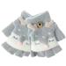 Unisex Kids Winter Warm Soft Gloves Thermal Flip Top Gloves Cute Cartoon Animal Fox Half Finger Gloves Convertible Fingerless Mittens Biking Cycling Gloves for 2-8Y Baby Girls Boys Toddler Grey