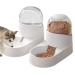 Lemtrflo Automatic Dog Cat Feeder and Water Dispenser Set,Gravity Feeder and Waterer Set with Pet Food Bowl,Cat Food Dispenser,2L Capacity Feeder and Water Dispenser Set for Small Medium Pets White