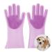 Comfpet Fell care gloves for dog hair removal cat brush to fail bathing and massage for puppies and kittens food-safe silicone (purple)