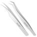 2 Pieces Eyelash Extensions Tweezers Teenitor Professional Stainless Steel Precision Tweezers set with Dolphin-shaped and Curved Pointed Tip Tweezers Nipper for lash Extensions