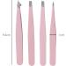 Buy Trixes 4-Part Eyebrow Tweezers Set - Stainless Steel with Leather Effect Case - Professional Precision Hair Plucking Tips - Pink - Buy Online on GoSupps.com