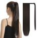 BARSDAR 26 inch Ponytail Extension Long Straight Wrap Around Clip in Synthetic Fiber Hair for Women - Darkest Brown 26 Inch (Pack of 1) Darkest Brown