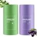 2PCs Green Mask Clay Stick green tea Purifying Clay Green Mask Oil Control Anti-Akne-Abergine firmly fine moisturized and checked the oil acne clearing blackhead remover (green tea + aubergine)