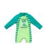BONVERANO Baby Boys Swimsuit Toddler Bathing Suit Long-Sleeve Zipper One Piece Swimwear with UPF 50+ Sun Protection Green Dinosaur 18-24 Months