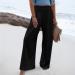 Gufesf Women's Casual Cotton Linen Palazzo Pants - Floral Beach Wide Leg Trousers with Pockets | A1-black, Large - Buy Online on GoSupps.com