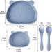 Qshare Suction Baby Plate and Bowl Set with Fork Spoon - BPA Free Silicone Feeding Set for Babies and Toddlers - Buy Online on GoSupps.com