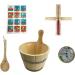 Premium Classic Sauna Accessories Set - 5/6 Part Natural Pine Wood & Copper Aroma Multi-Cup with 1kg Pink Salt Stones | International Shipping Available - Buy Online on GoSupps.com