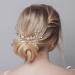 Bridal jewelry ercycle bride headdress wedding hair clip crystal hairpins vine flower leaf pearl hair accessories for bride - gold