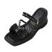 XTZ YGLD wedge sandals women's fashion spring and summer sandals women thick underside rhinestone vaulted wedge heel open toes beach shoes black 6.5 uk