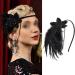 1920s Rhinestone Flapper Headbands Feather Beaded Headpiece Roaring 20s Hair Bands Art Deco Party Hairbands Great Hair Accessories with Chain Black - Buy Online on GoSupps.com