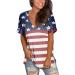 Loose Shirts for Women Trendy Women 4th of July Shirt Short Sleeve Stars Stripes Patriotic Tees Side Split Casual Summer Loose Fit Tee Tops(C- Blue,XX-Large)