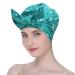 Luxury Shower Cap for Women- Along With Dual Fitting Mechanism (Elastic Band Plus Velcro Tab) Reusable  Waterproof  Fashionable (Teal color)