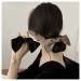 Inilbran Boho Silk Hair Bow Rope Scrunchies Black Silky Bow Hair Band Hair Ties Vintage Elastic Hair Tie Ropes French Bowknot Ponytail Scrunchy Hair Ties Hair Accessories for Women and Girls Headdress
