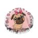 AOYEGO Puppy Girl Bath Hair Cap Cute Pug Dog Doggy Flower Wreath Pink Reusable Shower Caps Hotel Travel Essentials Accessories for Women Girls Hair Care 10.6 x 4.3 x 0.15 Inch Puppy Girl