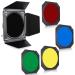 NEEWER Metal Barn Door & Honeycomb Grid & 4 Color Gel Filters Set for 7 Standard Reflector Bowens Mount, Compatible with NEEWER RGB CB60/CB60/CB100/CB150/CB200B and Other Studio Flash Light