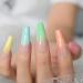 Rainbow Ombre Coffin Fake Nails Set - Glossy Nude Ballet Acrylic False Nail Tips for Women - Buy Online on GoSupps.com