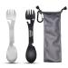 PSKOOK 5-in-1 Utility Tactical Spork, 2-Pack Stainless Steel Spoon & Bottle Opener, Fork & Knife, Can Opener Combo Camping Utensil for Hiking, Camping or Backpacking (Black & Matte Silver) black+silver