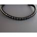 Happiness hinge headring horse swing 'Black beauty' with large glitter stones in matt black hand -sewn (VB leather color dark brown) VB leather color dark brown