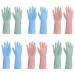 TopBine 6 Pairs Rubber Cleaning Gloves Washing Up Gloves Large Multi-Purpose Reusable Waterproof Washing Gloves Kitchen Household Gloves(Large) Dark Green Pink Light Blue