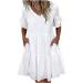 Flowy Ruffle White Mini Dress - Solid V-Neck A-Line Dress for Women | XX-Large - Buy Online on GoSupps.com
