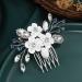 Casdre Flower Bride Wedding Hair Comb Silver Blue Rhinestone Side Comb Hair Piece Crystal Hair Accessories for Women and Girls
