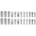 MERVF Long Square Press on Nails - Sliver French Tip Glitter Goth Full Cover Nails with Pearls & Rhinestones - 24pcs Glossy Acrylic Squoval Design - Buy Online on GoSupps.com