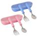 Colexy Toddler Cutlery Set Baby Fork and Spoon Stainless Steel Toddler Utensils Spoon Fork Tableware Set with Storage Box for Kids Self Feeding (Pink+Blue)