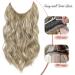 Invisible Wire Hair Extensions - Natural Wavy Synthetic Hair, Adjustable Size, Secure Clips - 20inch Mix Ash Blonde - For Women - Buy Online on GoSupps.com