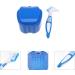 MILISTEN Dental Bath Case for Dentures & Toothbrush Travel Tooth Cleaning Container with Brushes (Blue) - International Shipping Available - Buy Online on GoSupps.com