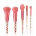 Wasond 5 pieces sweet sweets brush cosmetics with paper box adult children beginner make-up make-up brush set for powder liquid creamy face eyes nose lips-pink
