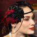 Feather Beaded Headband Vintage 1920s Headband Crystal Flapper Headpiece Great Gatsby Hair Accessories Roaring 20's Accessories Red - Buy Online on GoSupps.com