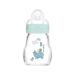 MAM Feel Good Glass Baby Bottle (170 ml) Milk Bottle with Wide Opening Sturdy Baby Drinking Bottle with Teat Size 1 from Birth Bear/Hedgehog Bear 170 Millilitres