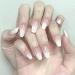 Artquee 24pcs French Nude White Ombre Ballerina Medium Long Coffin Glossy Fake Nails Press on Nail False Tips Manicure for Women and Girl