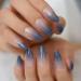 Blue Ombre Gradient Medium Almond Press On Nails - 24 PCs Glossy Acrylic Full Cover with Stickers - Professional Quality eCommerce International Shipping - Buy Online on GoSupps.com