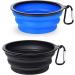 Petbonus dog bitches foldable dog bowl 2 pieces of silicone water bowl for dogs on the way portable leak -proof travel bitches with carabiners for dogs for water and food (blue black) 1000ml black and blue