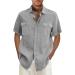 Men's Short Sleeve Revers Single-Colored Summer Shirt - Oversized 5XL Gray Leisure & Beach T-Shirt with 2 Breast Pockets - Buy Online on GoSupps.com