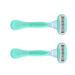 2PCS Smooth Women's Razor Sensitive Razor for Women + 2 Razor Blades with 5-blade Blades (Green)