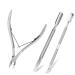 Cuticle Cutter with Cuticle Pusher and Cuticle Nipper Pusher and Fork Stainless Steel Nail Cuticle Scissors Clippers and Scraper Pedicure Manicure Tools for Fingernails Toenails and Nail Art 3-piece set