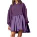 Yihaojia Oversized Boyfriend Sweatshirt for Women Casual V Neck Button Up Loose Pullover Sweatshirts Tops for Fall Purple#3 X-Large