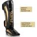FIVING Martial Arts Shin Guards - Microfiber Leather, Adjustable Leg Protection for Muay Thai, Kickboxing, MMA - Black-Gold, Large - Buy Online on GoSupps.com