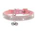 PUPTECK Basic Adjustable Cat Collar with Bling Diamante and Double Bells, for Kitten and Small Puppy, Fashion and Shining XXS: neck: 6-8in Pink