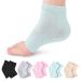 5 Pairs Moisturizing Socks Foot Heel Socks Open Toe Socks Ventilate Gel Spa Socks for Womens (5 Colors(Green+Pink+Beige+Black+Grey) One Size Fits Most) 5 Colors(green+pink+beige+black+grey) One Size (Pack of 10)