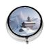 Winter Landscaperound Pill Box 3 Compartment Round Pill Box Organizer Portable Travel Pill Box for Traveling.
