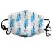 Blue Watercolor Feather Washable Reusable Mask Cotton Anti Dust Half Face Mouth Mask For Kids Teens Men Women With Adjustable Ear Loops
