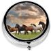 Mini Round Horse Print Pill Box - 3 Compartment Travel Organizer for Medicine - Portable Pill Case for Home & Office - Buy Online on GoSupps.com