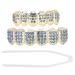 Teeth Set Bling Teeth Accessory Decoration for Halloween Party Hip Hop Show (Set of 12 upper and 8 lower blue diamonds)