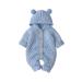 VICROAD Baby Hooded Knitted Rompers Newborn Girls Boys Onesies Warm Sweater Jumpsuit Outfits 6-12 Months Blue