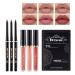 Beliky Girl Matte Liquid Lipstick and Lip Liner Pen Set 3 Colors Liquid Lip Gloss + 3 Colors Lip Liner Pencil Set Velvet Lip Gloss Lipliner Waterproof & Long Lasting Nude Lip Stick Makeup Set A