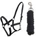 QHP Halter Set Beginner Halter + Lead Rope Heavy Snap Hook (Mini Shetty Black) Mini Shetty Black